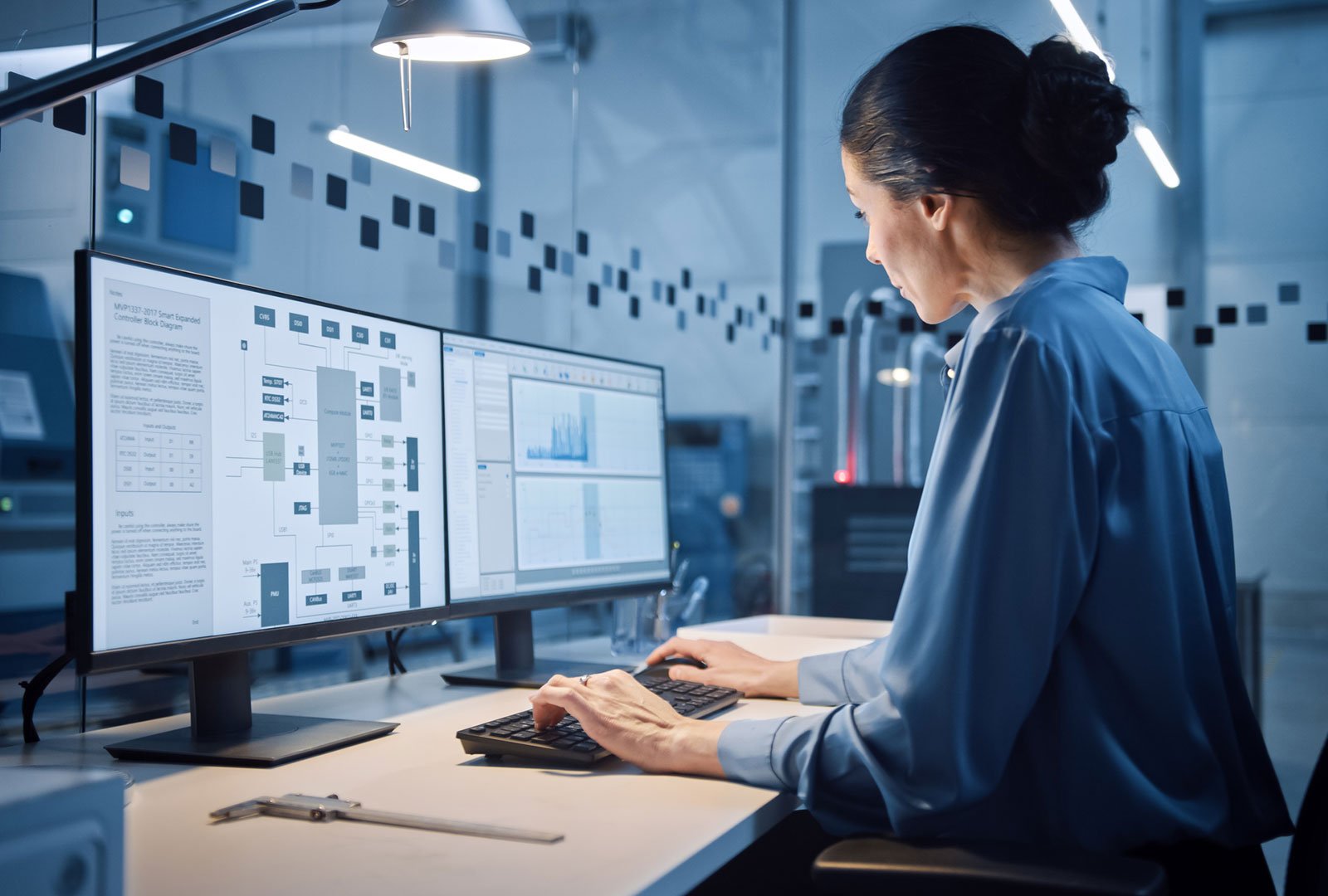 woman at a computer