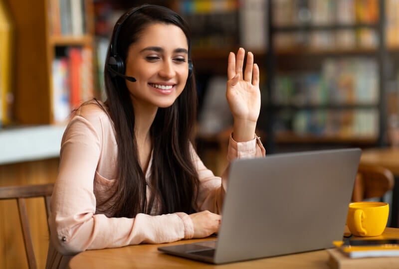 woman working at a laptop