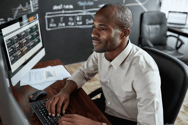 man working at a computer